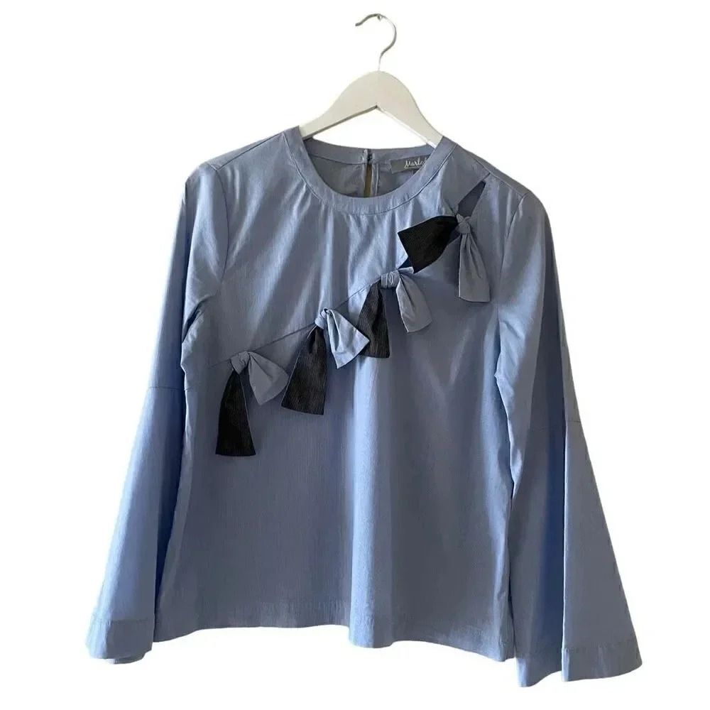 Marled Reunited Clothing Women’s Blue Cotton Blend Flare Sleeves M #1104